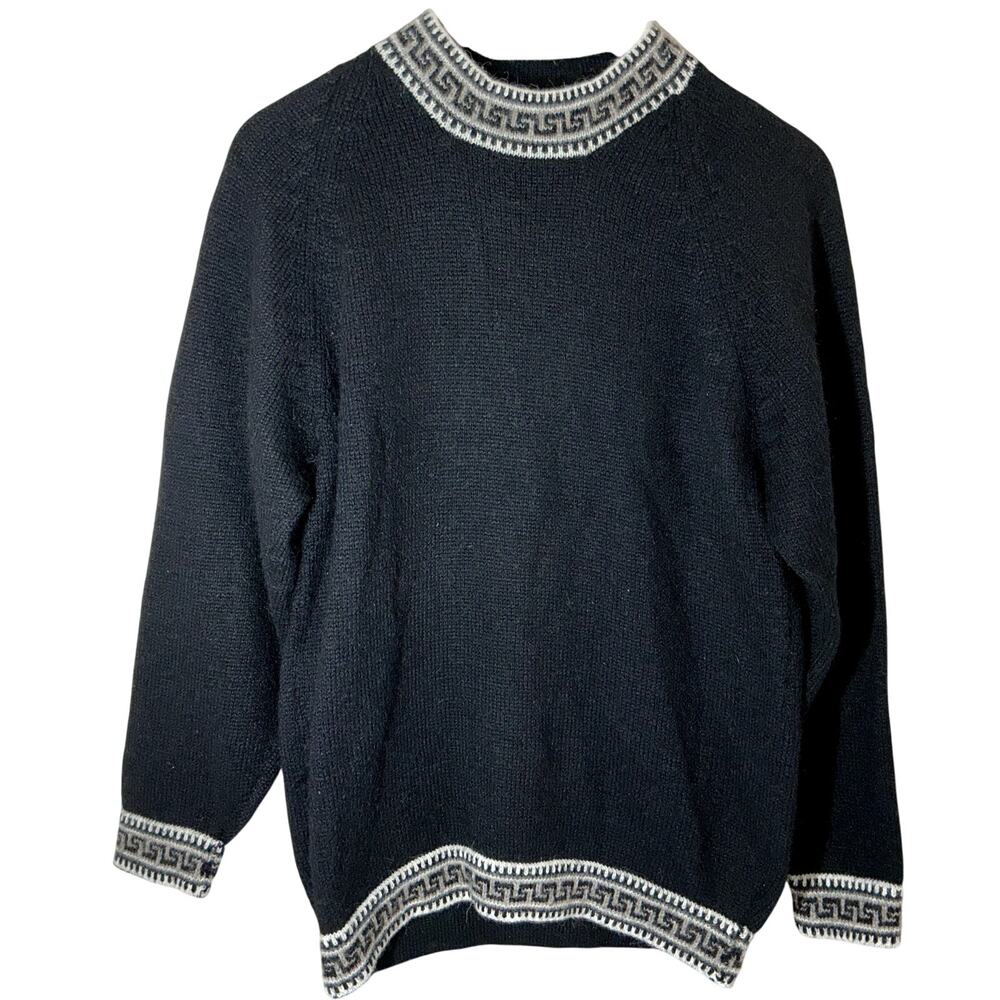 Alpaca Milagros Imports Sweater Peruvian Pullover Oversize Blue Medium